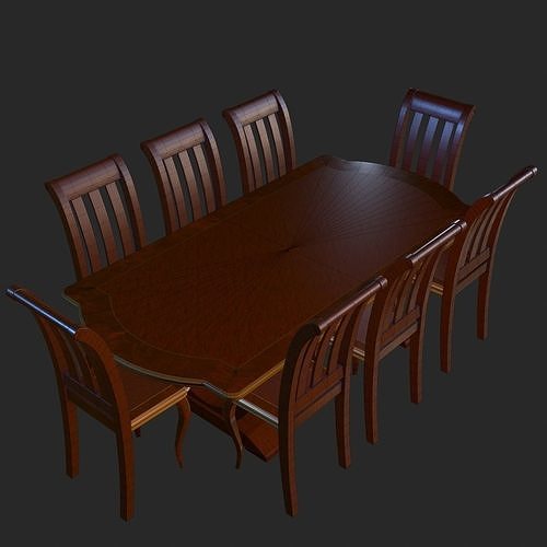 Vintage Furniture Dining Table PBR Game Ready Low-poly 3D model 5