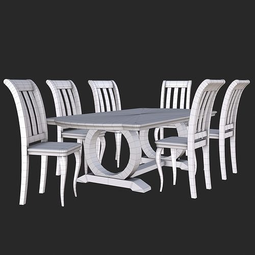 Vintage Furniture Dining Table PBR Game Ready Low-poly 3D model 7