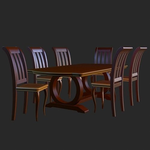 Vintage Furniture Dining Table PBR Game Ready Low-poly 3D model 6