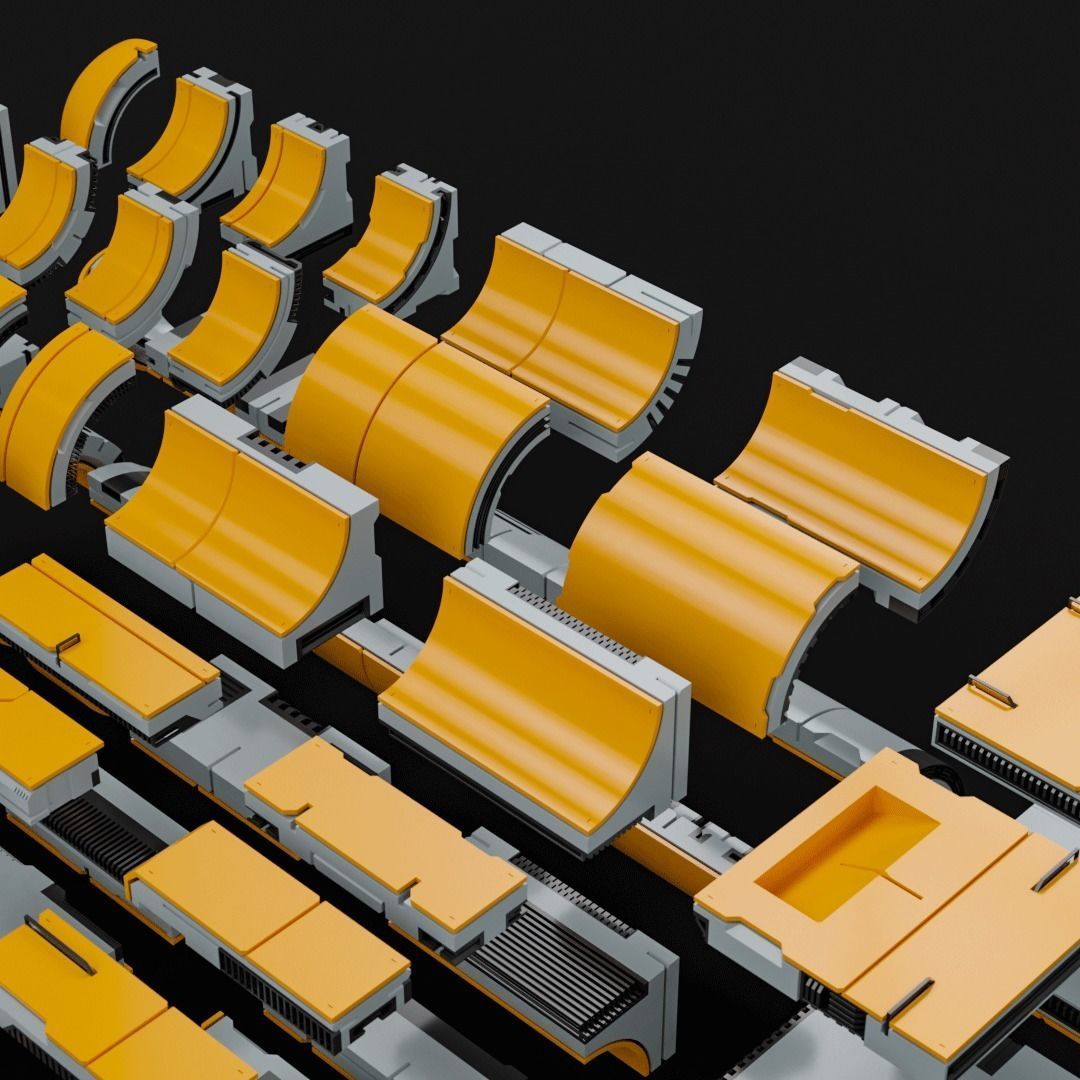 Sci-Fi Blocks Kit-Bash Set 3D model_5