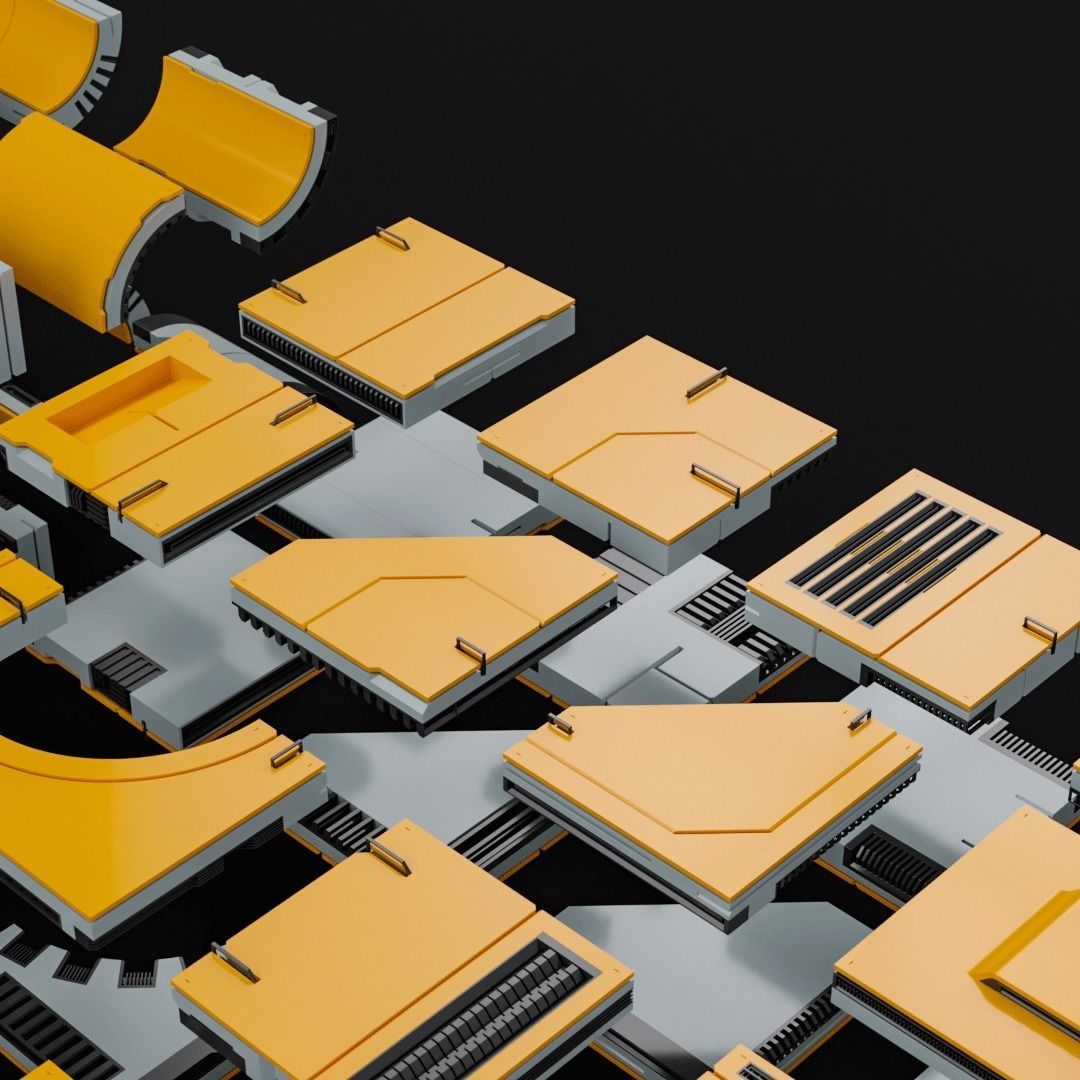 Sci-Fi Blocks Kit-Bash Set 3D model_6