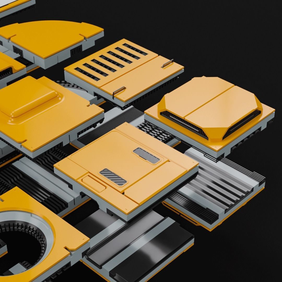 Sci-Fi Blocks Kit-Bash Set 3D model_9