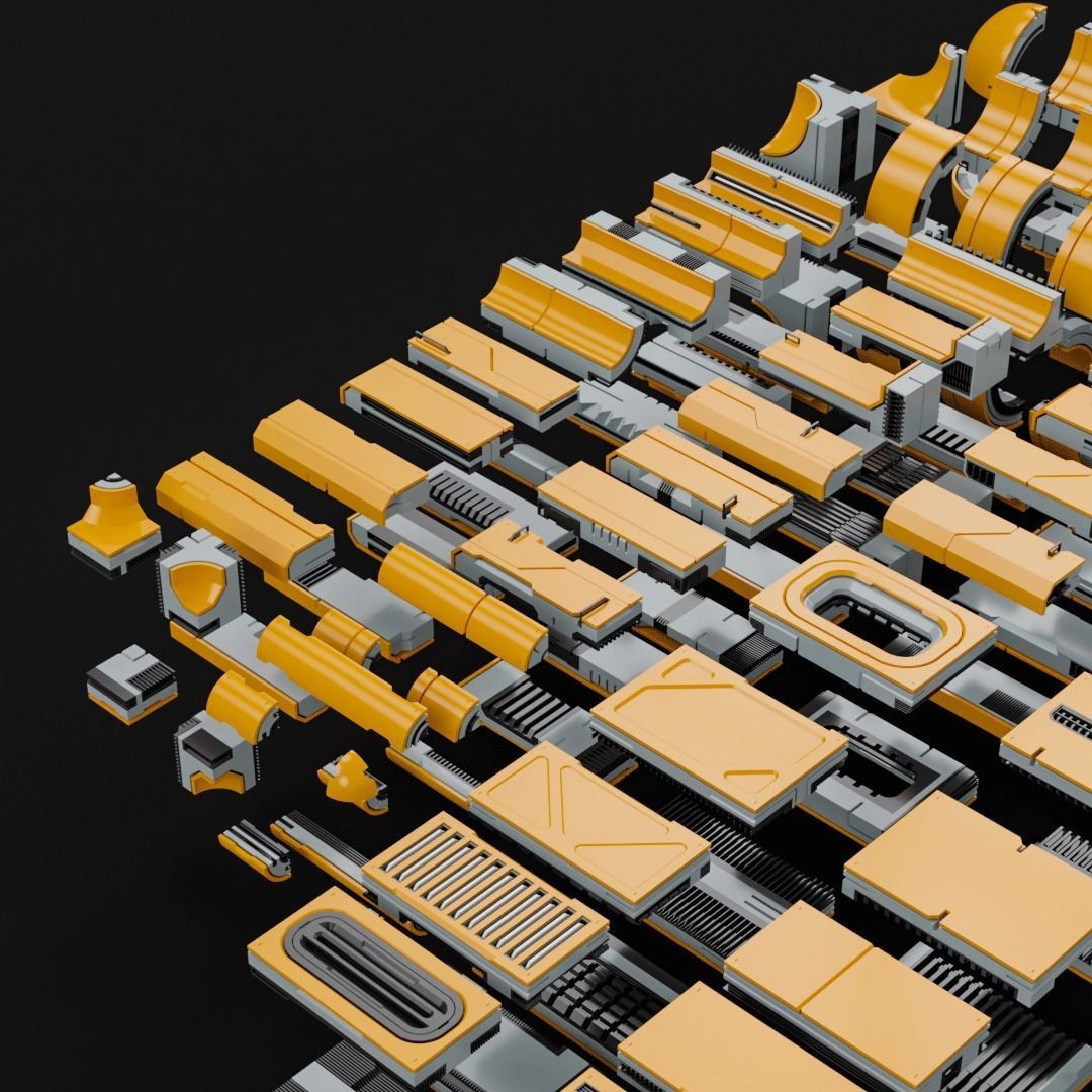 Sci-Fi Blocks Kit-Bash Set 3D model_14