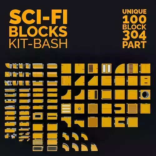 Sci-Fi Blocks Kit-Bash Set 3D model