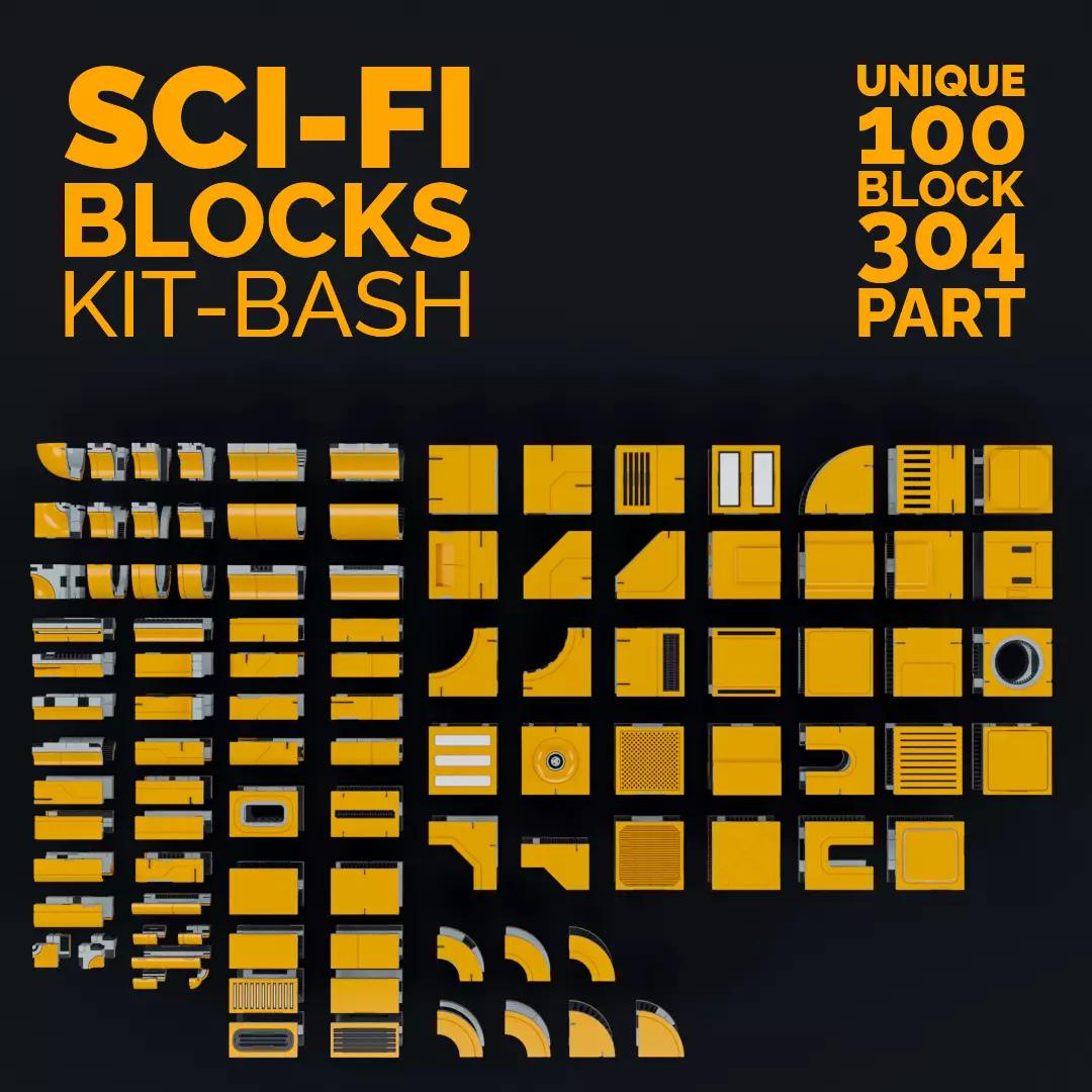 Sci-Fi Blocks Kit-Bash Set 3D model_0
