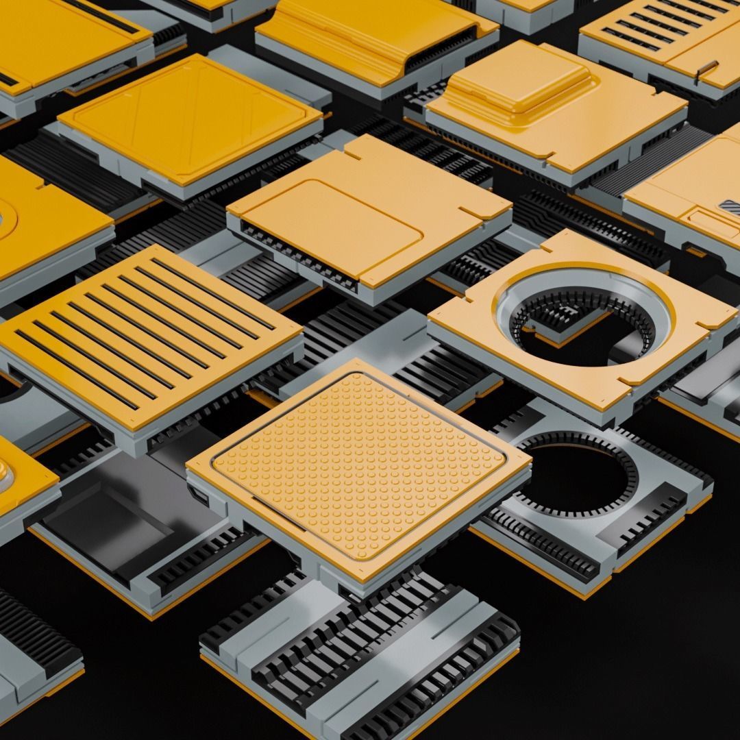 Sci-Fi Blocks Kit-Bash Set 3D model_10