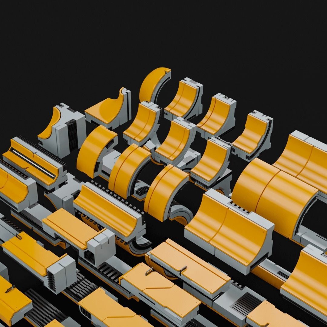 Sci-Fi Blocks Kit-Bash Set 3D model_4