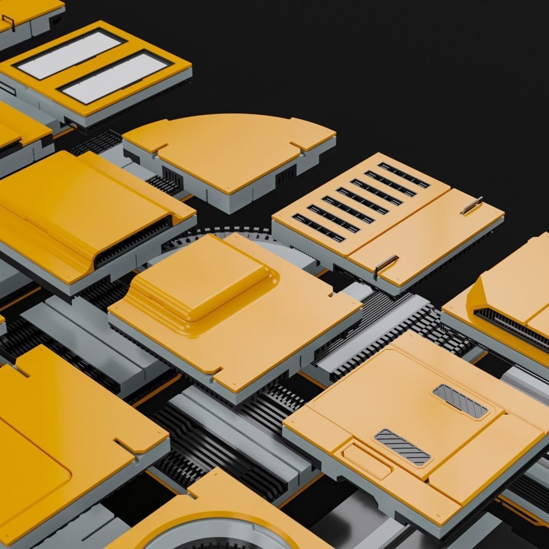 Sci-Fi Blocks Kit-Bash Set 3D model_8