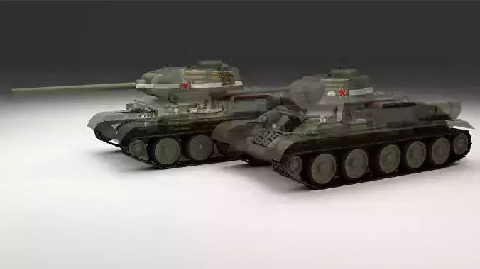 T-34-76 85 w Engine Bay and Interior