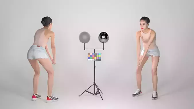 Slim woman playing beach volleyball 196 Low-poly 3D model
