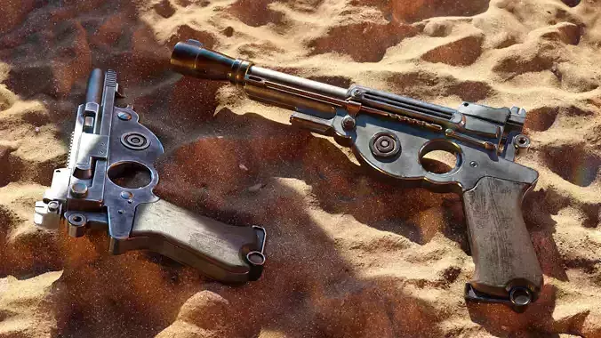 Mandalorian Blaster Pistol - 3D Asset Kit PBR  Low-poly 3D model