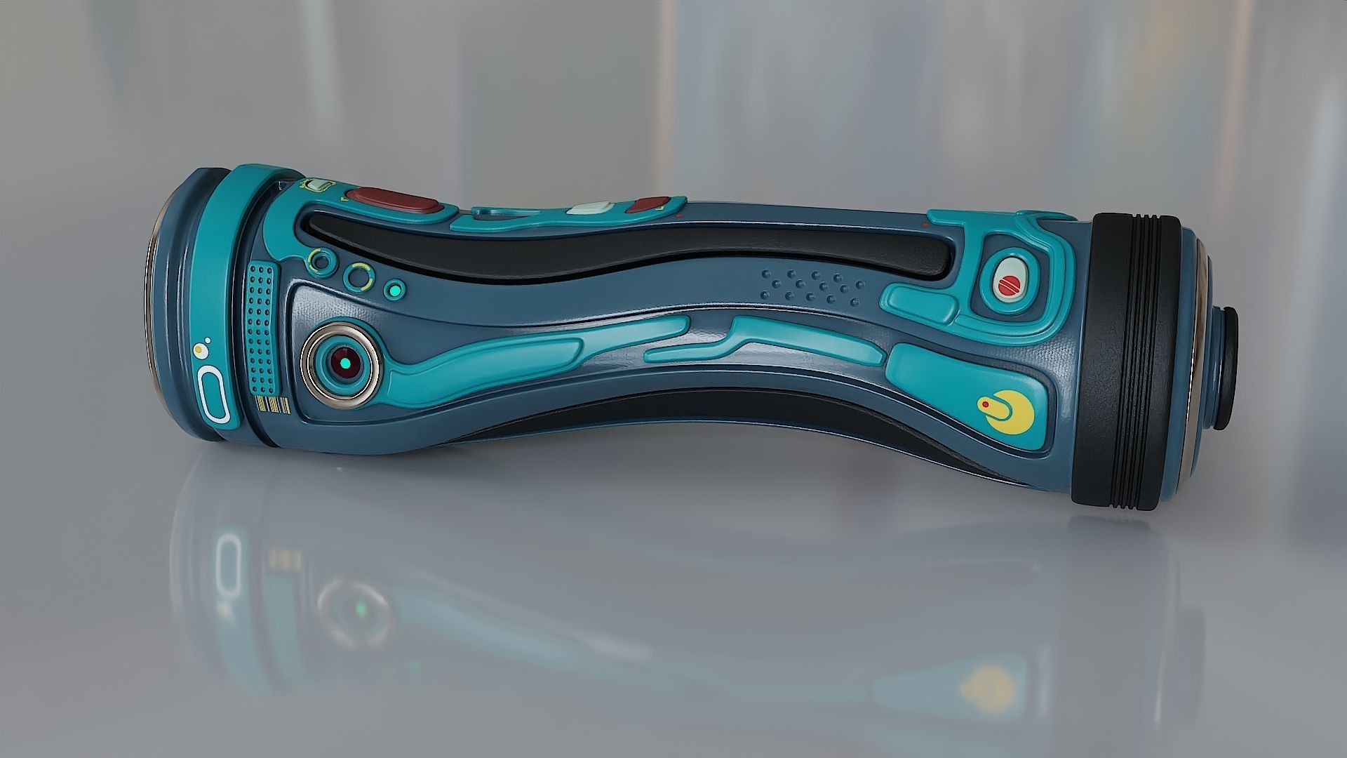 Futuristic flashlight concept model 3D model_3