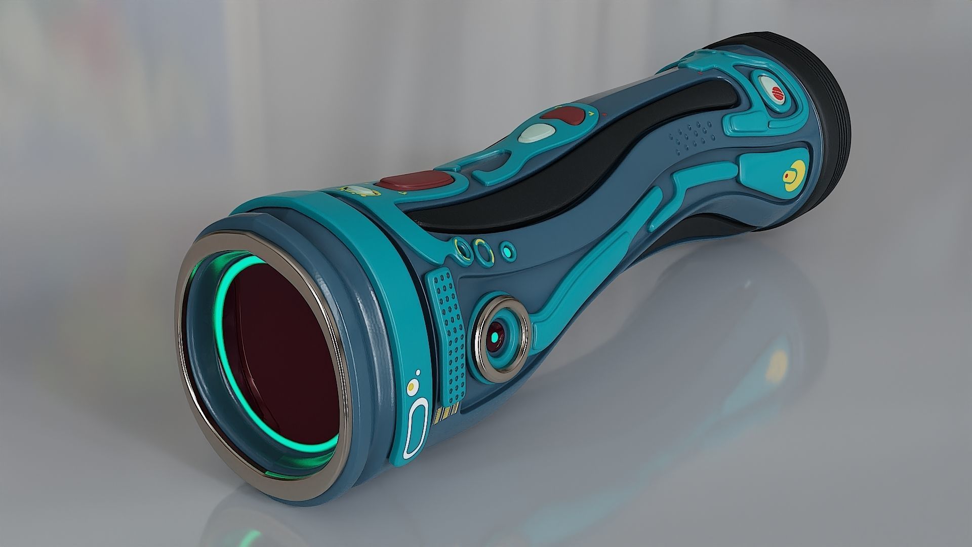 Futuristic flashlight concept model 3D model_2