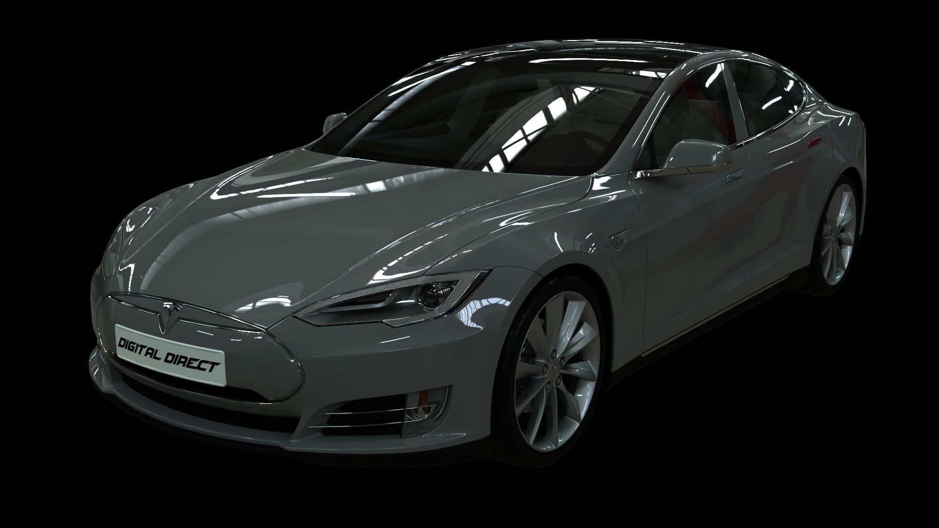 Realistic Car Tesla Model S Realistic PBR Vehicle with Interior  Low-poly 3D model_8