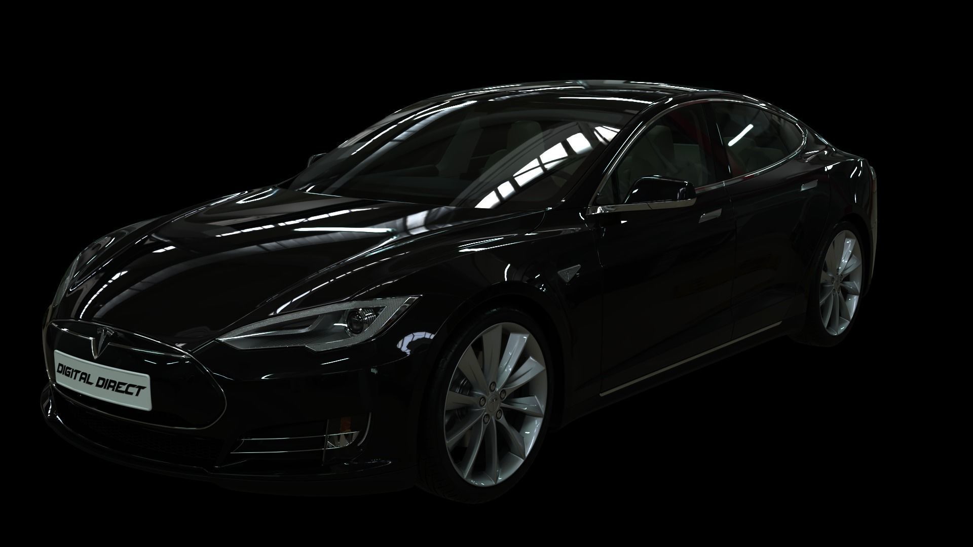 Realistic Car Tesla Model S Realistic PBR Vehicle with Interior  Low-poly 3D model_4