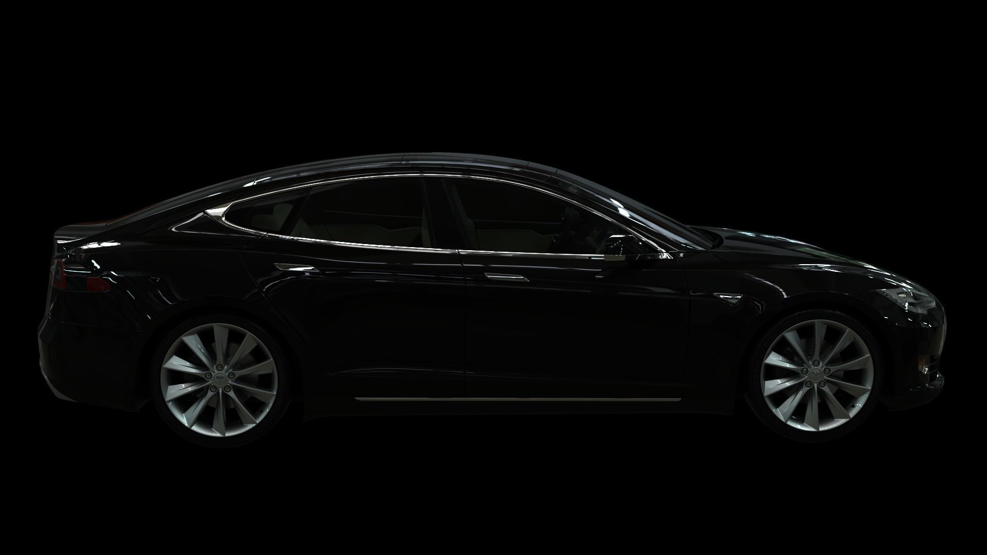 Realistic Car Tesla Model S Realistic PBR Vehicle with Interior  Low-poly 3D model_3