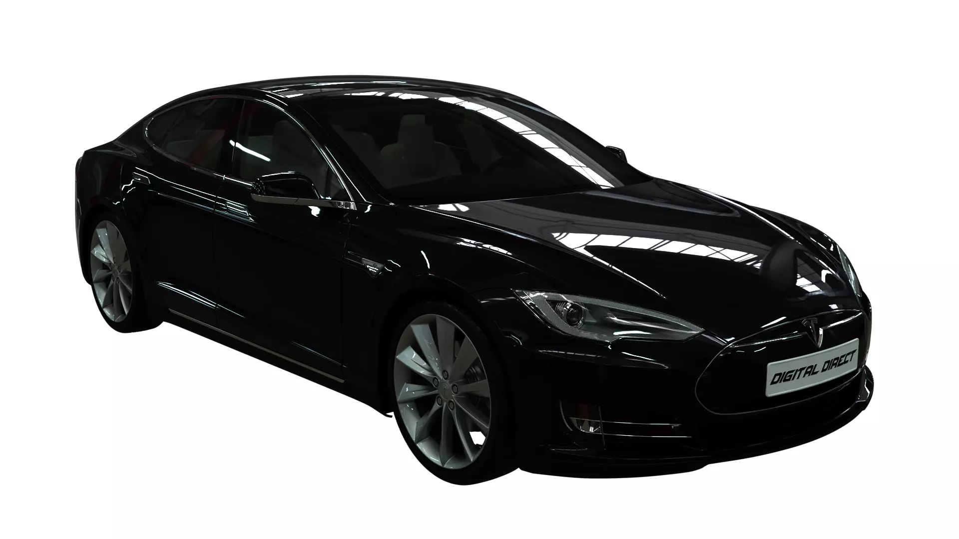 Realistic Car Tesla Model S Realistic PBR Vehicle with Interior  Low-poly 3D model_0