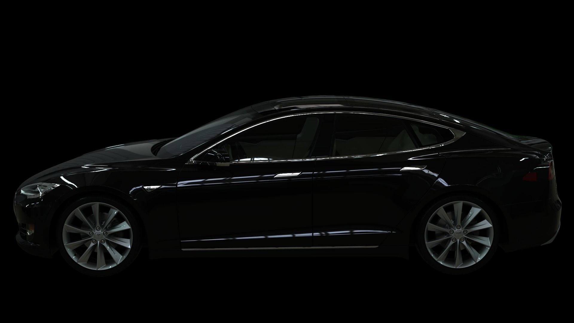 Realistic Car Tesla Model S Realistic PBR Vehicle with Interior  Low-poly 3D model_6