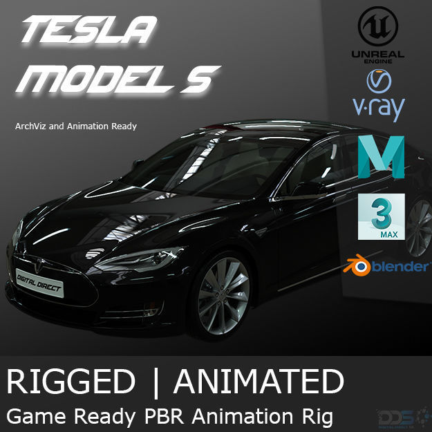 Realistic Car Tesla Model S Realistic PBR Vehicle with Interior  Low-poly 3D model_23
