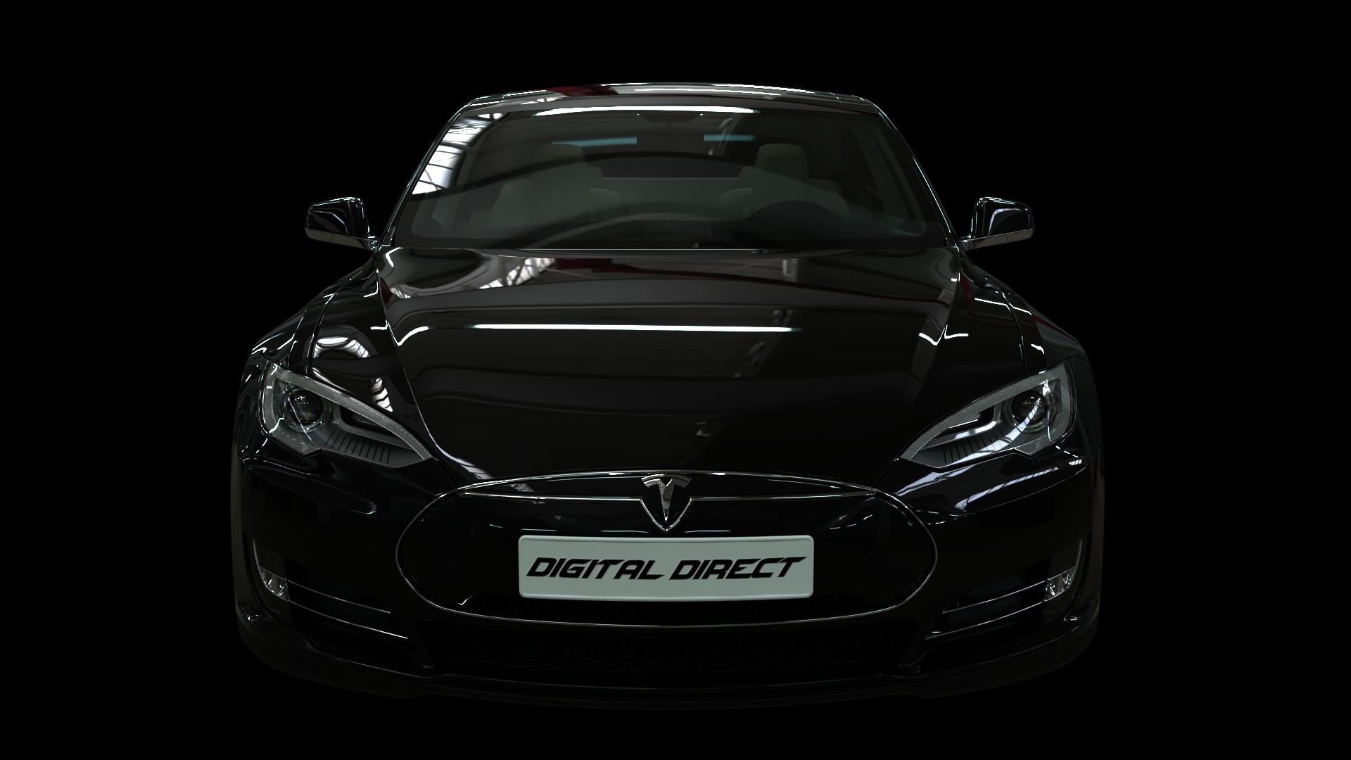 Realistic Car Tesla Model S Realistic PBR Vehicle with Interior  Low-poly 3D model_1