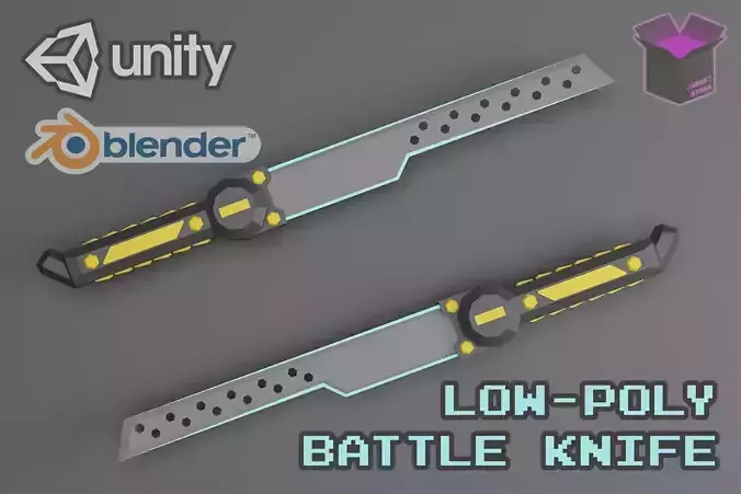 Stylized Battle Knife Free low-poly 3D model