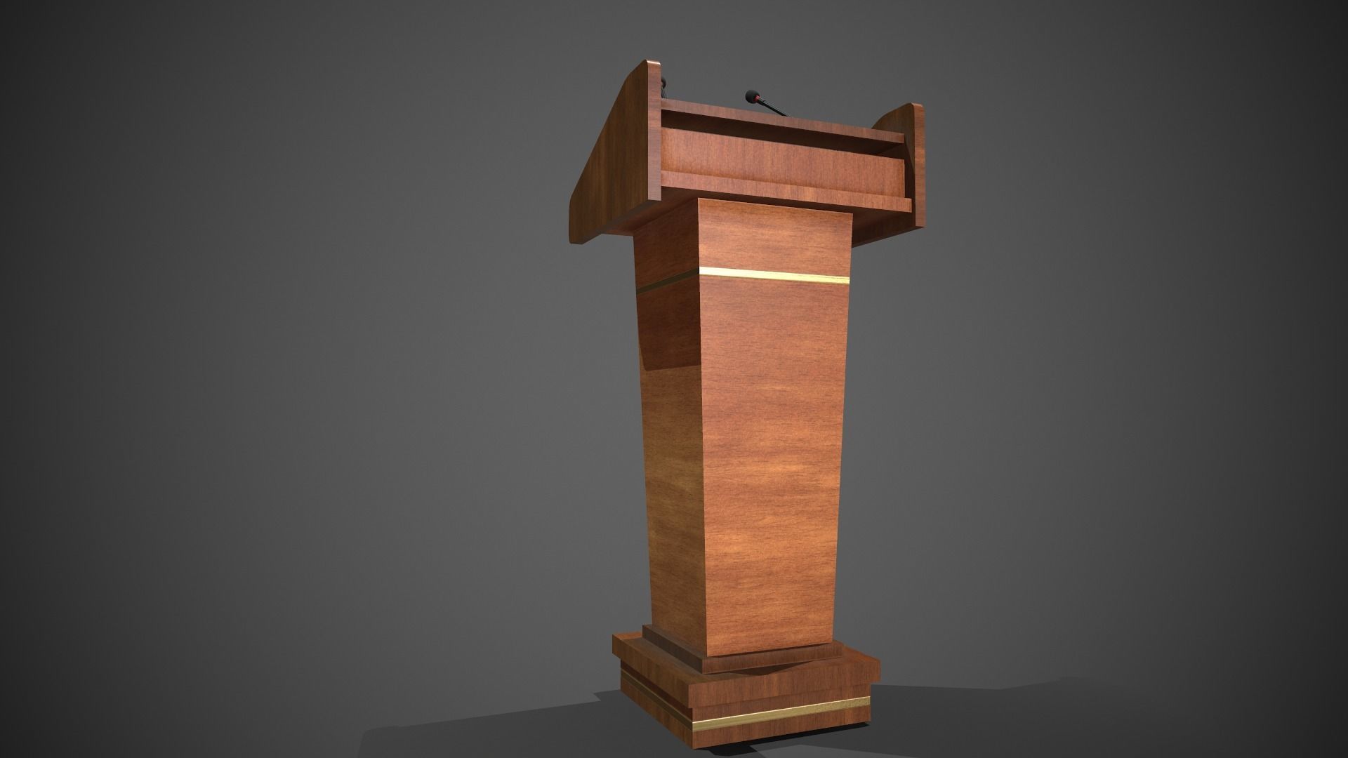 Rostrum Stand with Microphones Low-poly 3D model_11