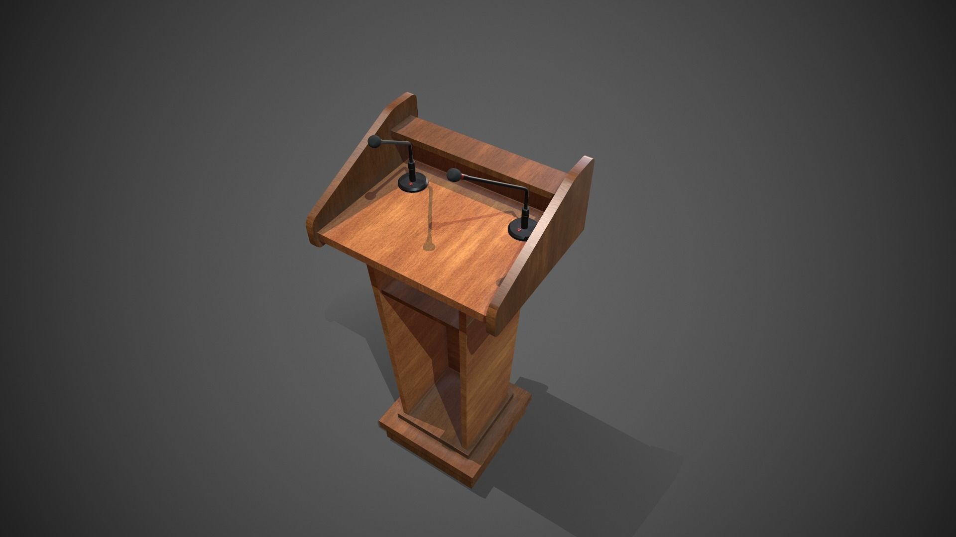 Rostrum Stand with Microphones Low-poly 3D model_12