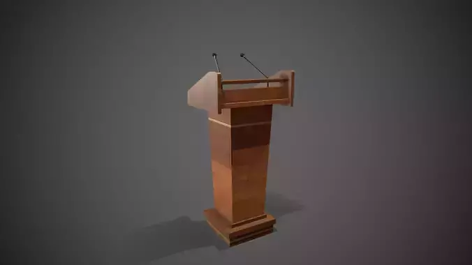 Rostrum Stand with Microphones Low-poly 3D model