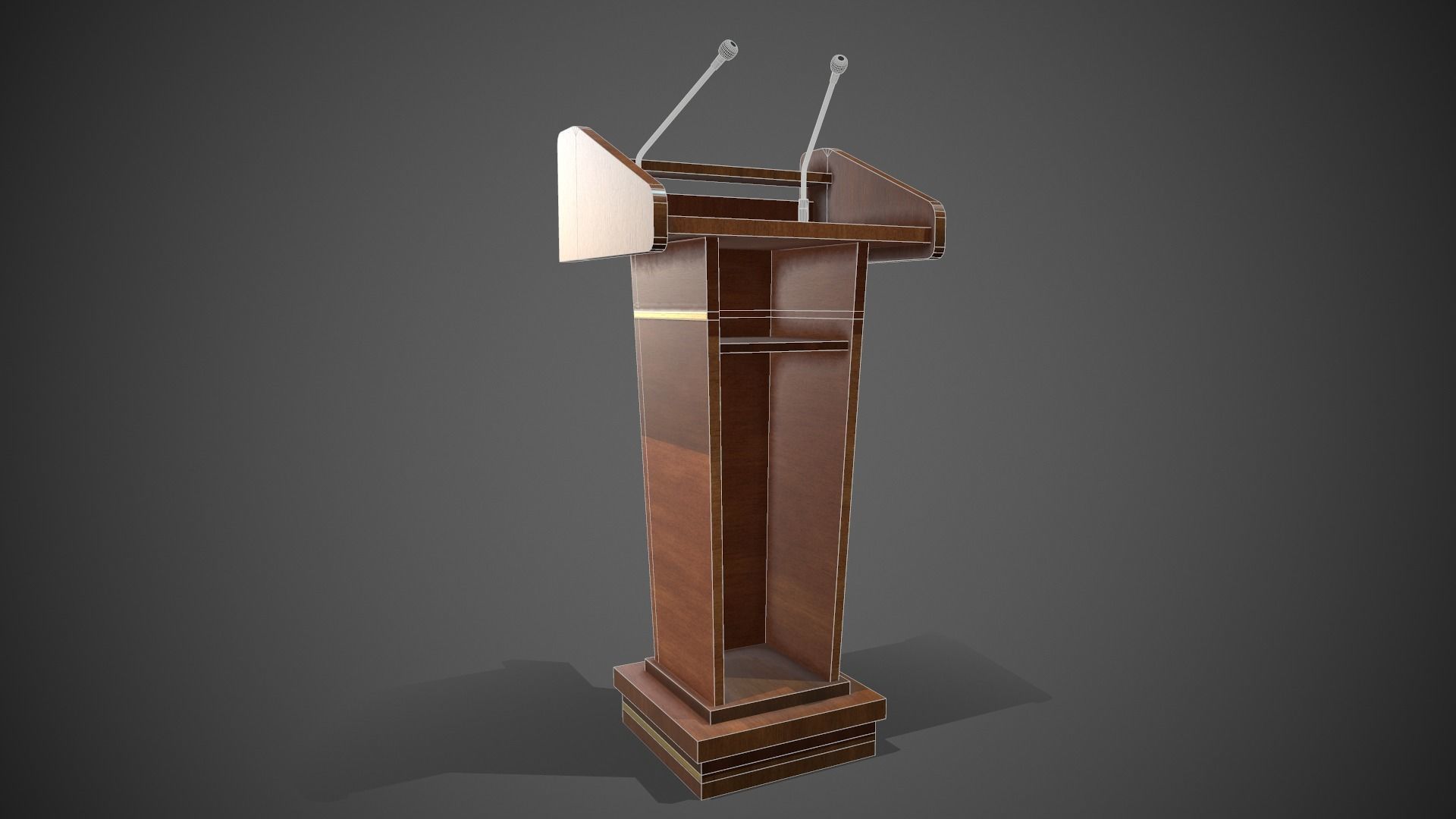 Rostrum Stand with Microphones Low-poly 3D model_15
