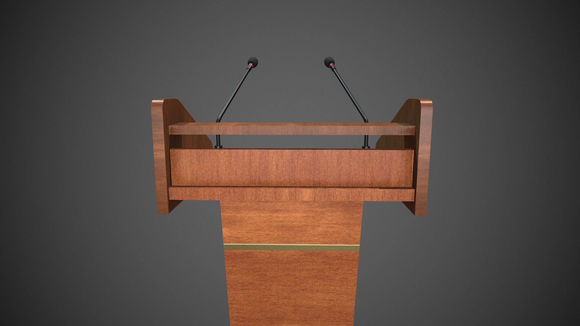 Rostrum Stand with Microphones Low-poly 3D model_13