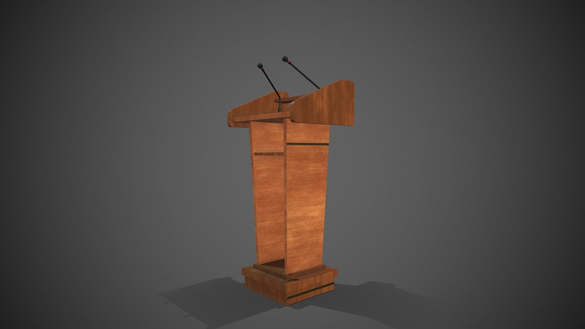 Rostrum Stand with Microphones Low-poly 3D model_10