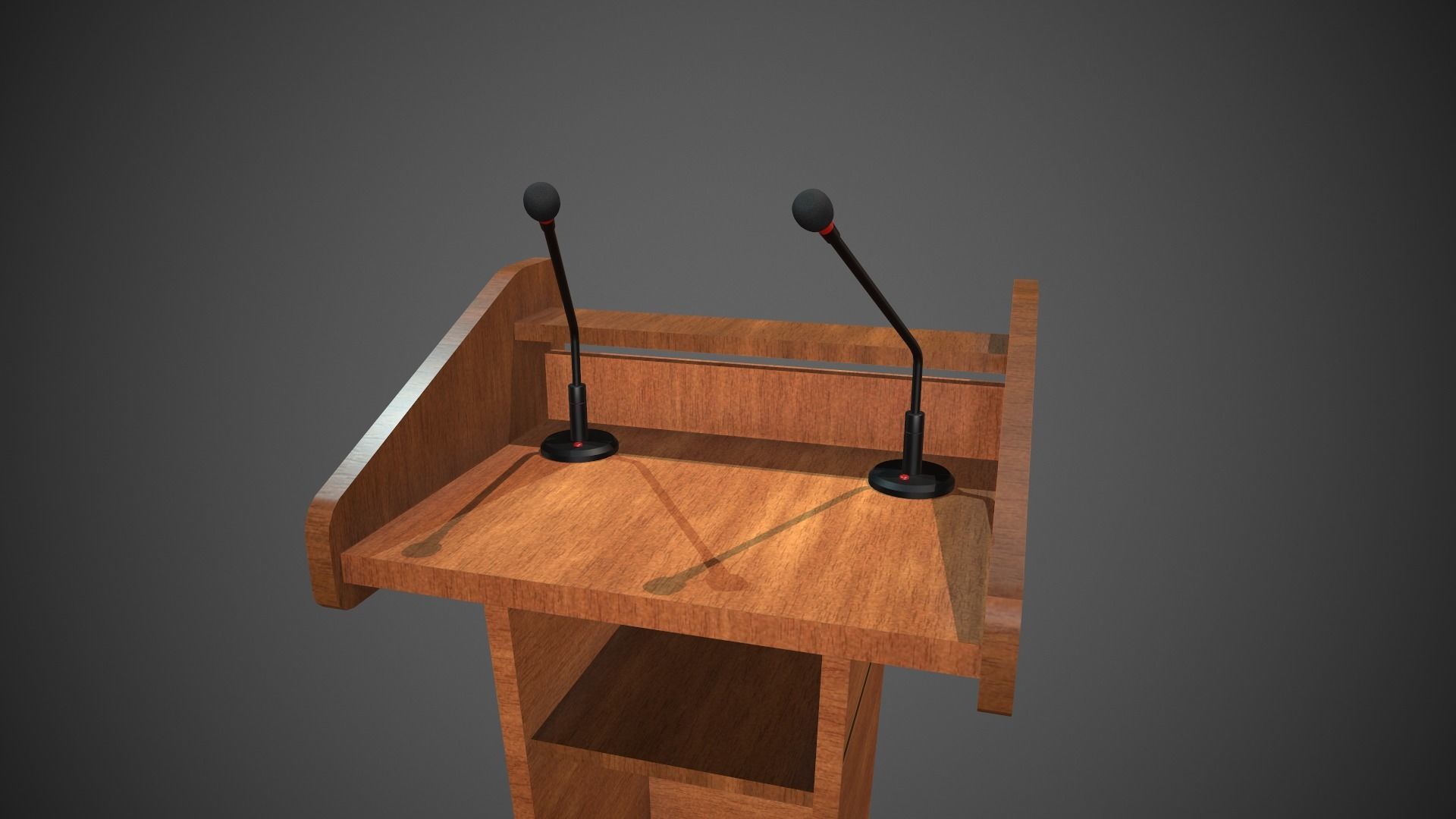 Rostrum Stand with Microphones Low-poly 3D model_2