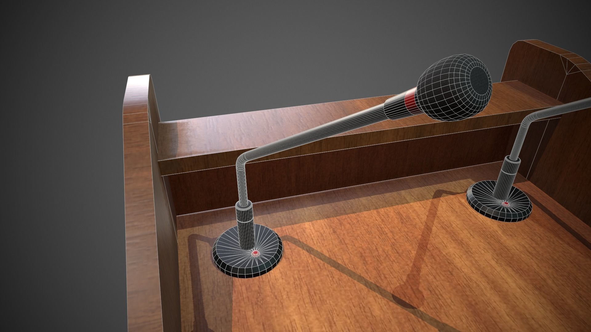 Rostrum Stand with Microphones Low-poly 3D model_8