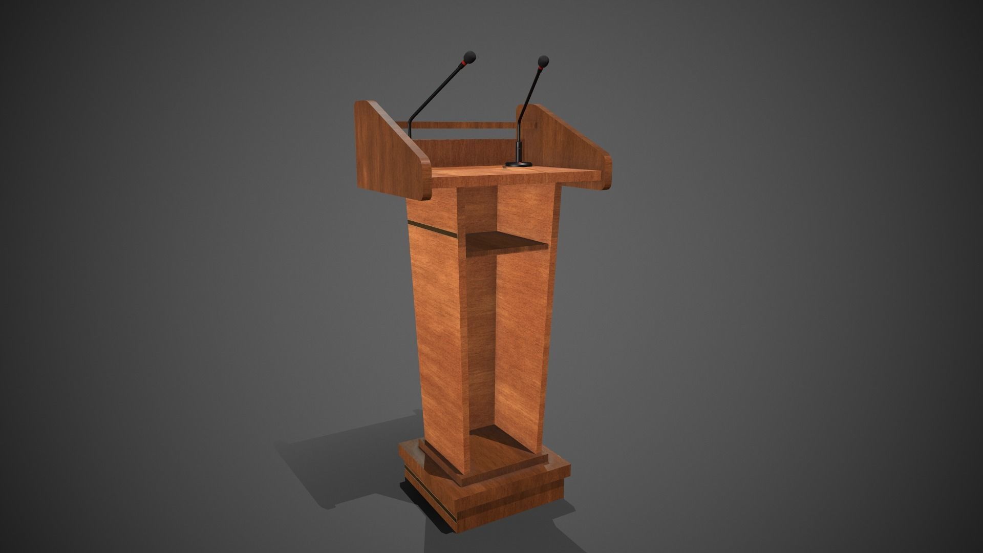 Rostrum Stand with Microphones Low-poly 3D model_3