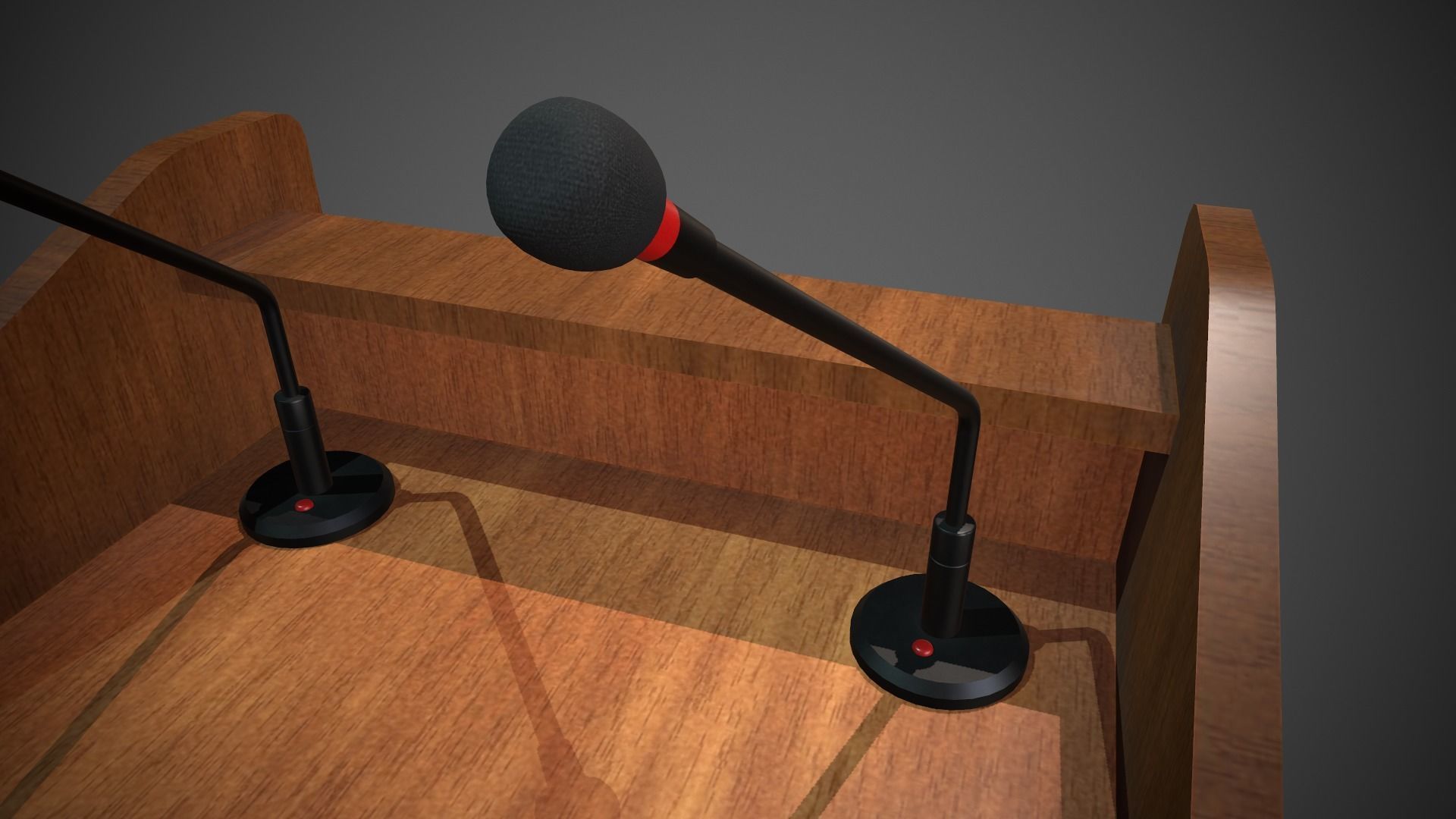 Rostrum Stand with Microphones Low-poly 3D model_18