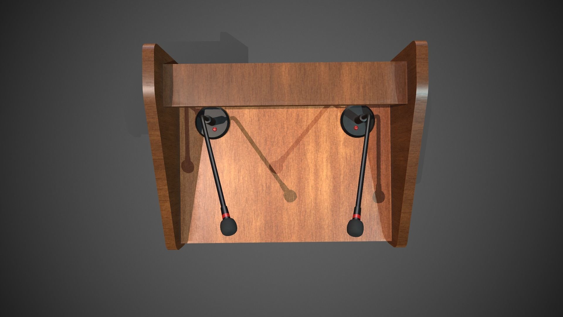 Rostrum Stand with Microphones Low-poly 3D model_9