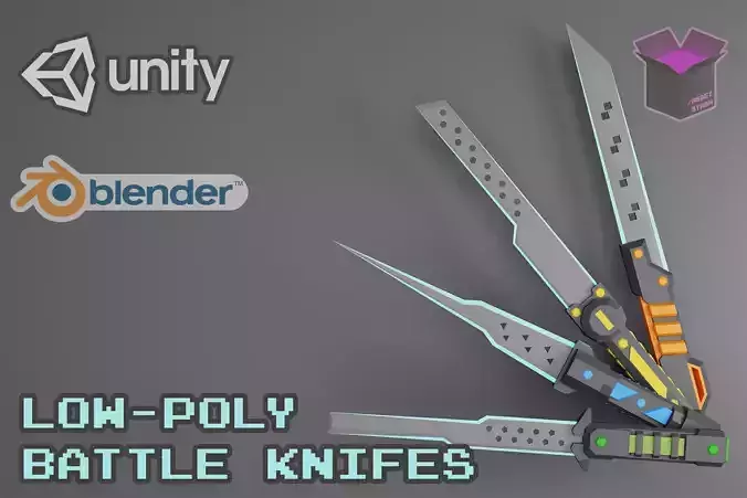 Stylized Battle Knifes Pack Low-poly 3D model