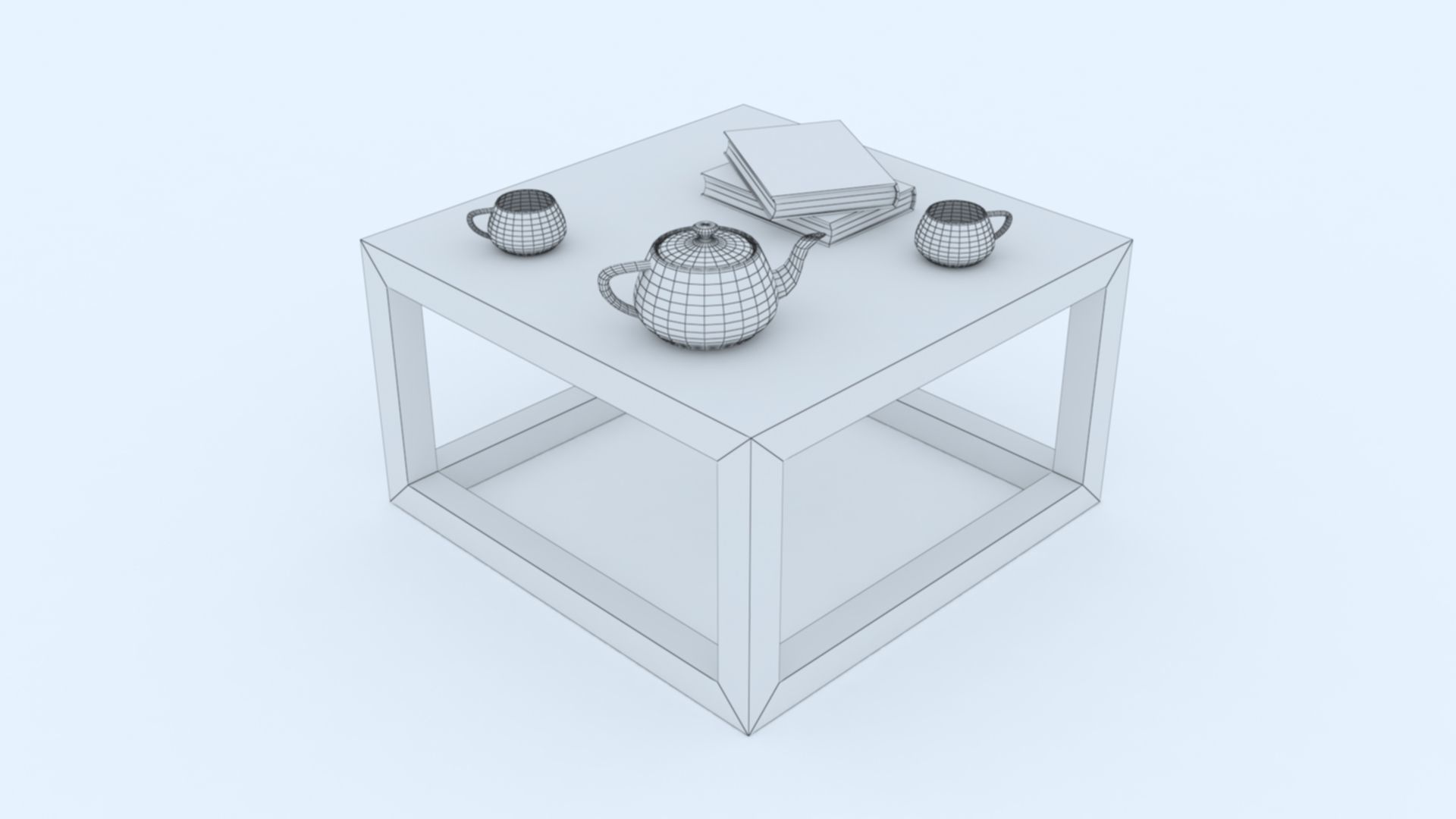 Teapoy Table Low-poly 3D model_6
