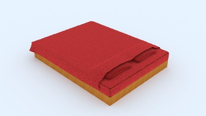 Bed 3D Model pillow Low-poly 3D model