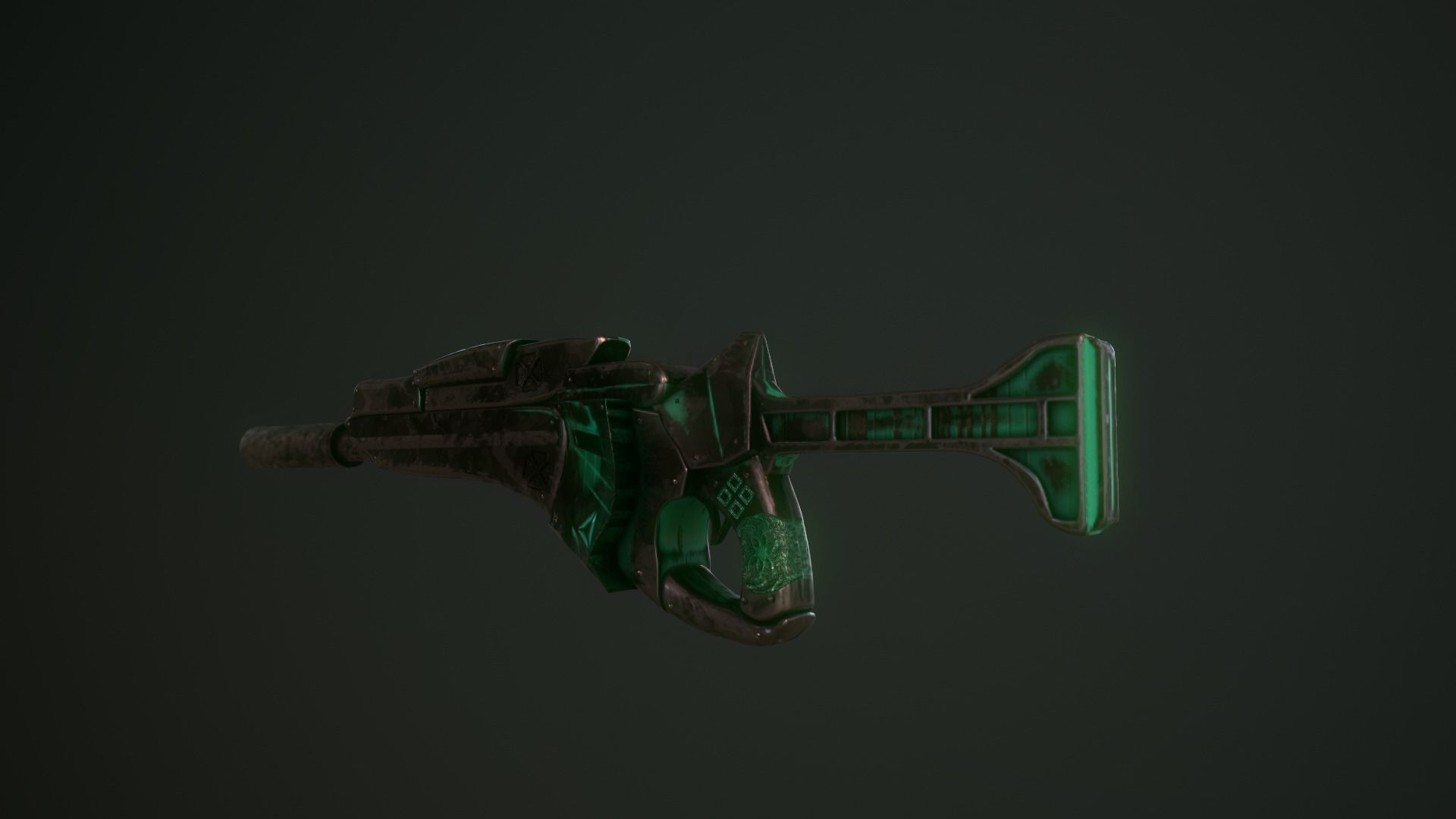 Steel Dragon Alien Weapon Low-poly 3D model_5