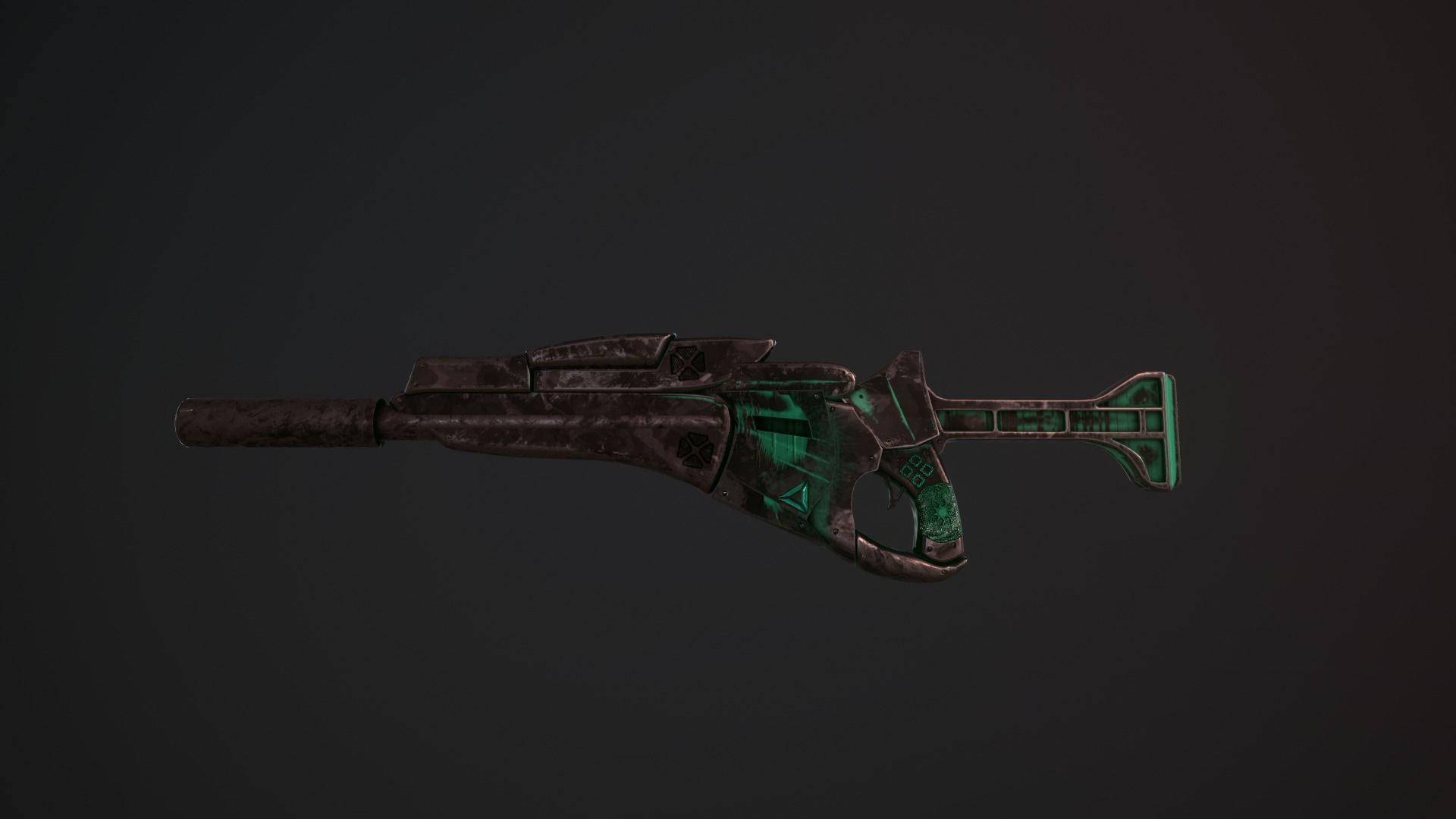 Steel Dragon Alien Weapon Low-poly 3D model_4