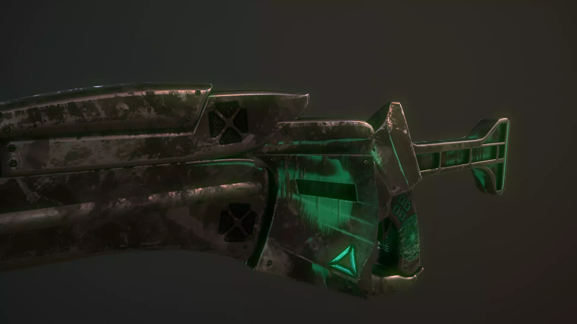 Steel Dragon Alien Weapon Low-poly 3D model_0