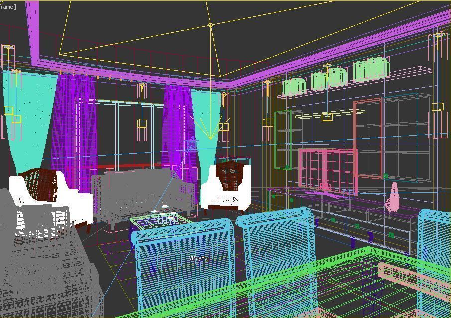 living room scene 3D model_7