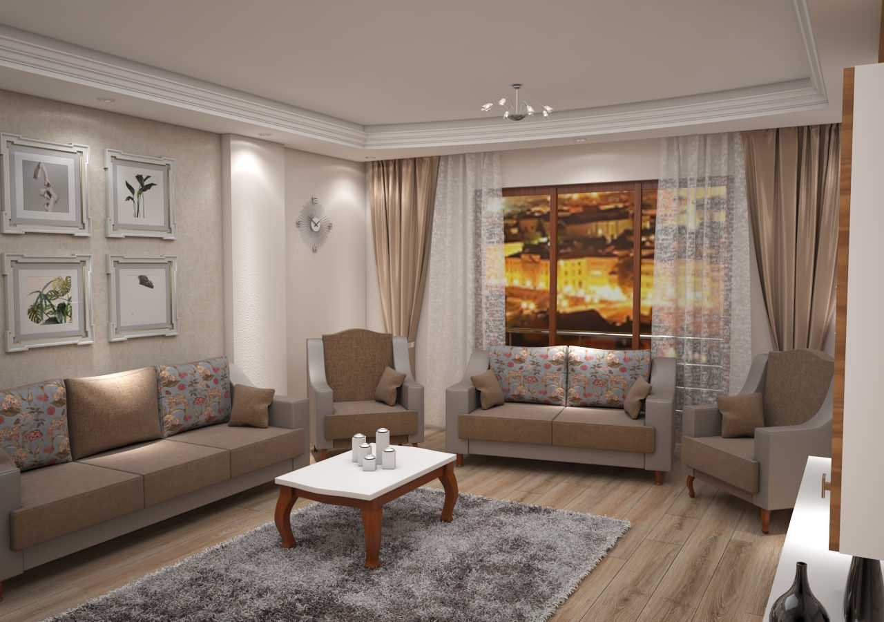 living room scene 3D model_2