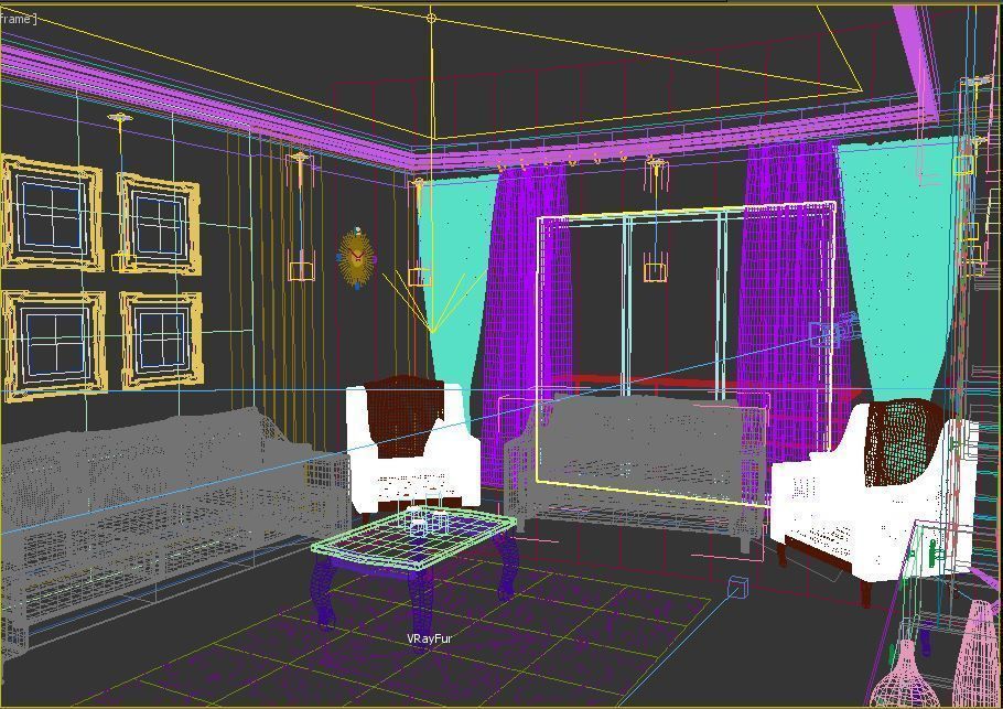 living room scene 3D model_8