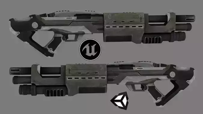 Modern Shotgun low-poly 3D Model
