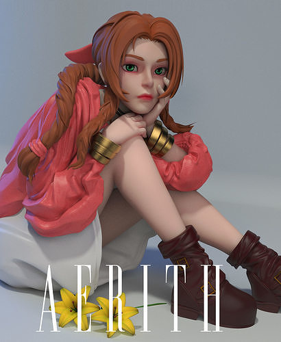 Aerith girl 3D print model