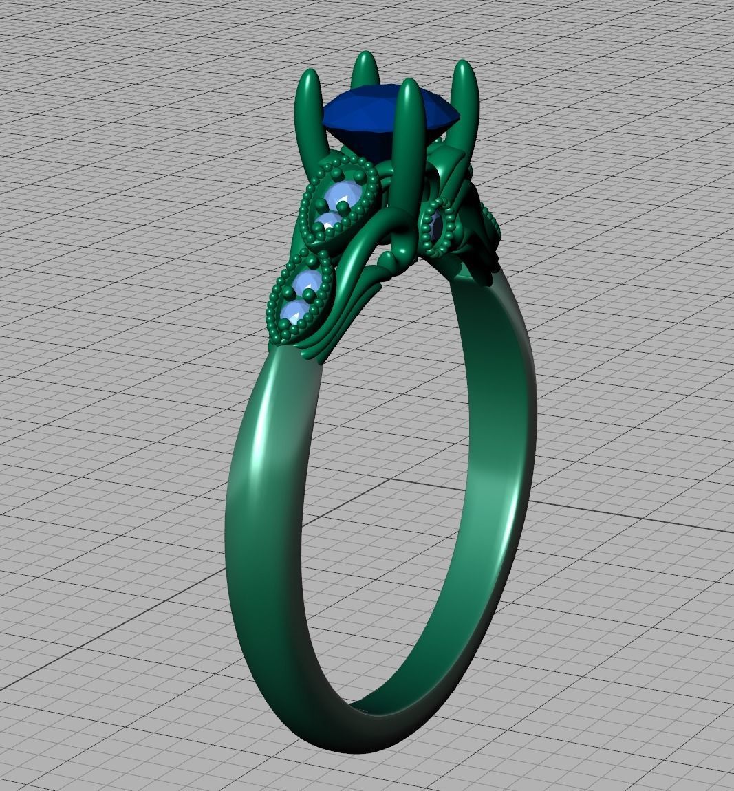 Nautilus 4 prong Engagement ring 3dmodel with 5mm 3D print model_14