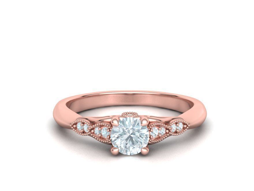 Nautilus 4 prong Engagement ring 3dmodel with 5mm 3D print model_6