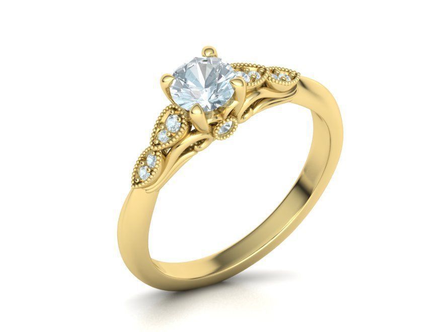 Nautilus 4 prong Engagement ring 3dmodel with 5mm 3D print model_8